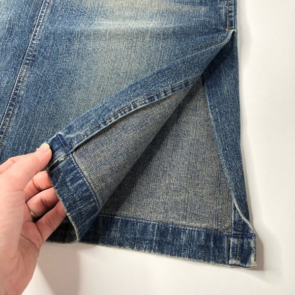American Eagle Medium Washed Distressed Pockets Denim Slits Jean Skirt SIZE 4 - Picture 9 of 12
